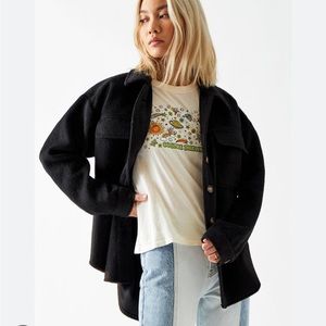 Black PacSun LA Hearts Oversized Shacket, Brand New M/L